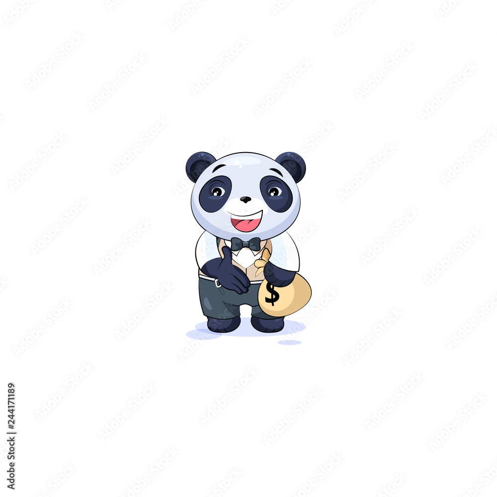 Fototapeta premium panda in business suit extend hand to offer a deal