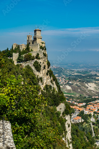 medieval castle Torre Guaita on top of the mountain, old city of republic of san marino