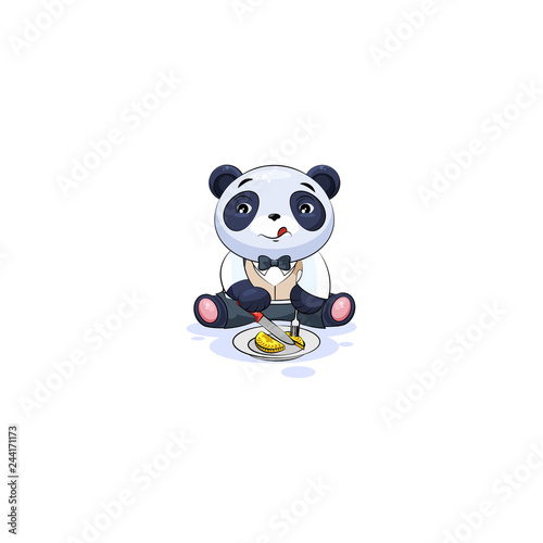 panda in business suit shares coin money