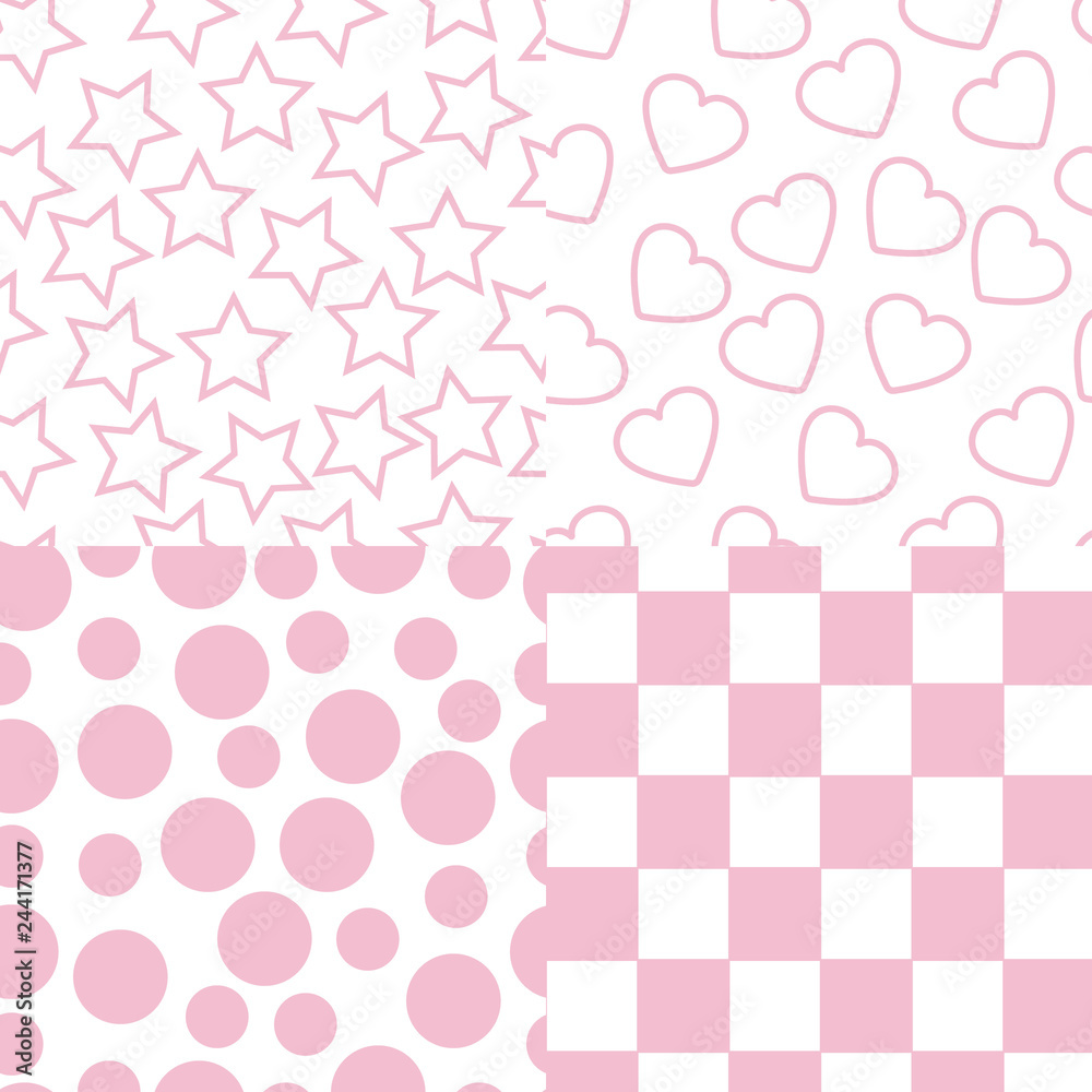 set pattern with chevron hearts, stars, circle, checkered