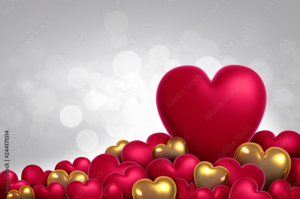 3d rendering valentine day hearts