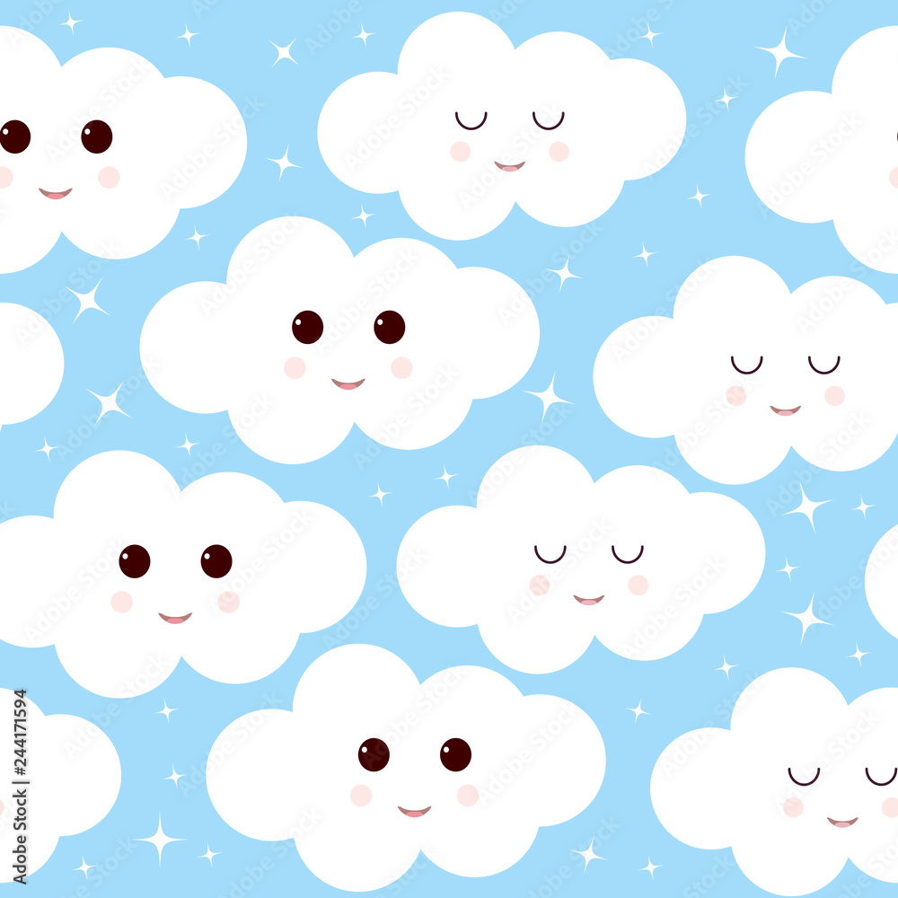Cute clouds and stars pattern Cute clouds and stars pattern