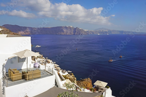Beautiful and colorful view in Oia  Santorini