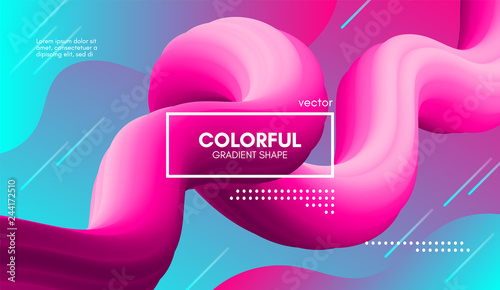 Trendy Color 3d Background. Wave Fluid Shape. photo