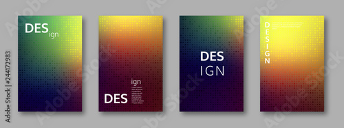 Set of abstract bright colors minimal cover design. Halftone effect, mosaic background. Vector illustration.