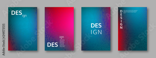 Set of abstract bright colors minimal cover design. Halftone effect, mosaic background. Vector illustration.