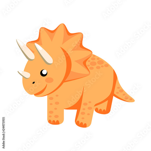 cartoon happy dinosaur triceratops for designing dino party  children holiday