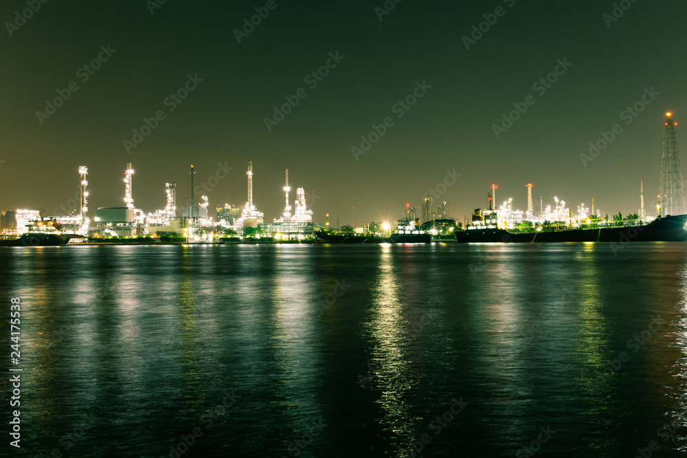 oil refinery industry plant. View of gas processing factory. Oil and gas