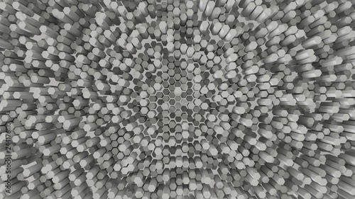 Geometric hexagonal abstract gray background. Surface with hexagonal honeycomb pattern, light and shade.