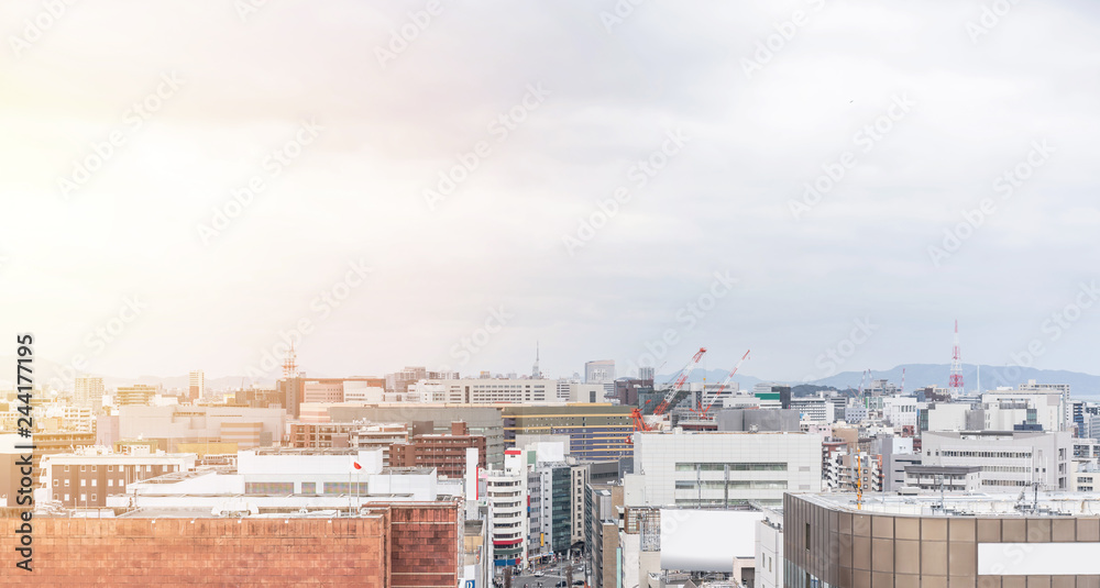city skyline view in Fukuoka Japan city skyline view in Fukuoka Japan