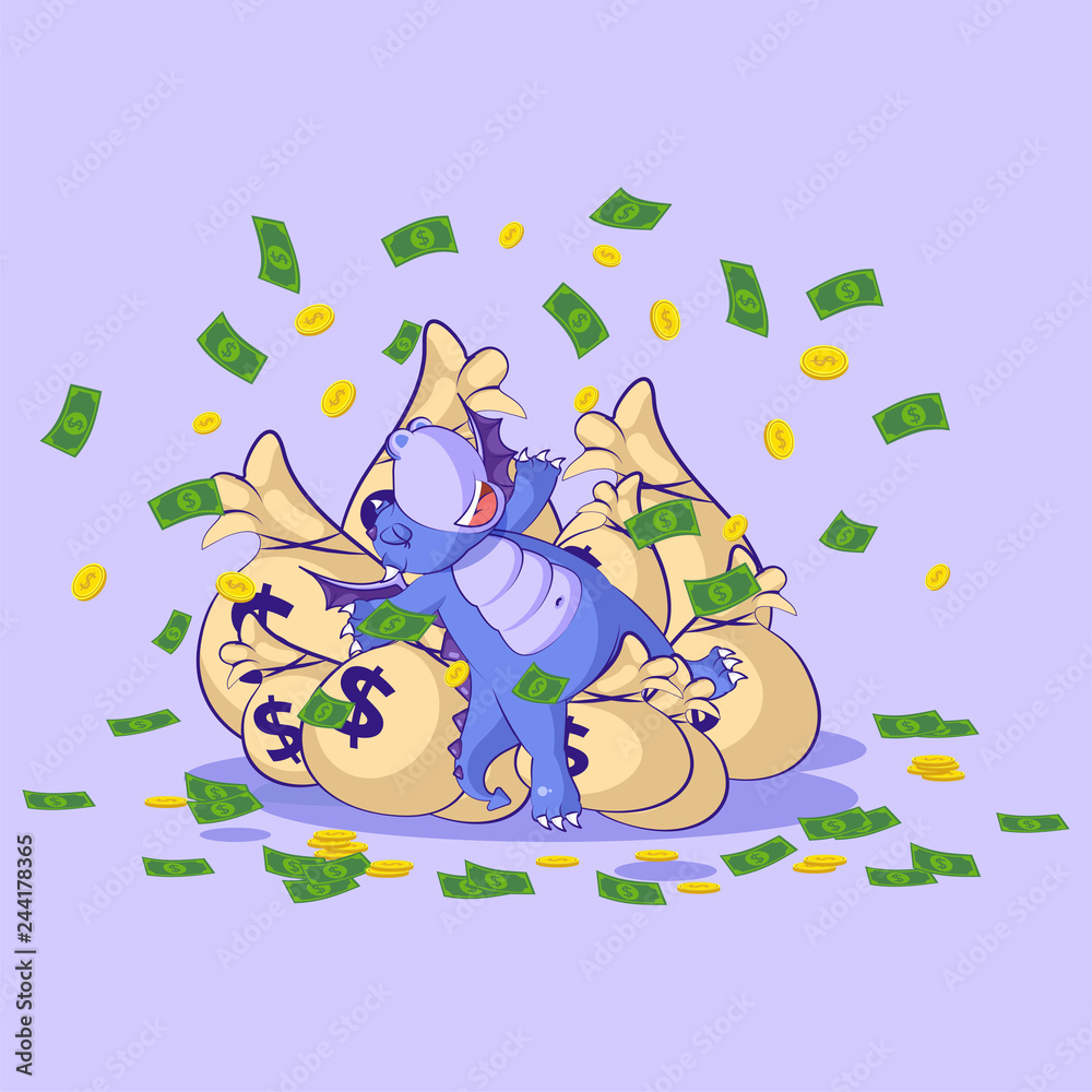 Obraz premium dragon sticker emoticon lies happy