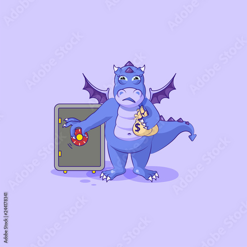 dragon sticker emoticon open safe to hide money