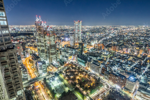 夜の新宿高層ビル群