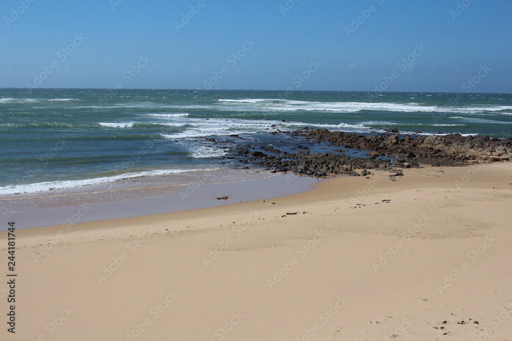 Typical sandy beach on the Indian Ocean, Eastern Cape coast of South Africa.