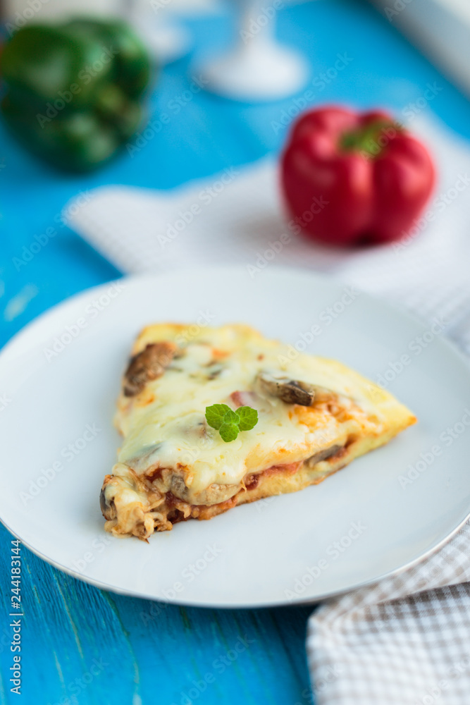 A slice of cheese casserole A slice of cheese casserole