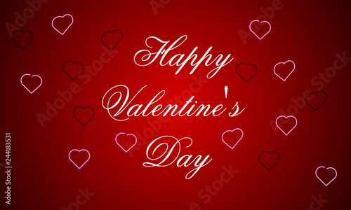 Inscription Happy Valentine's Day and hearts