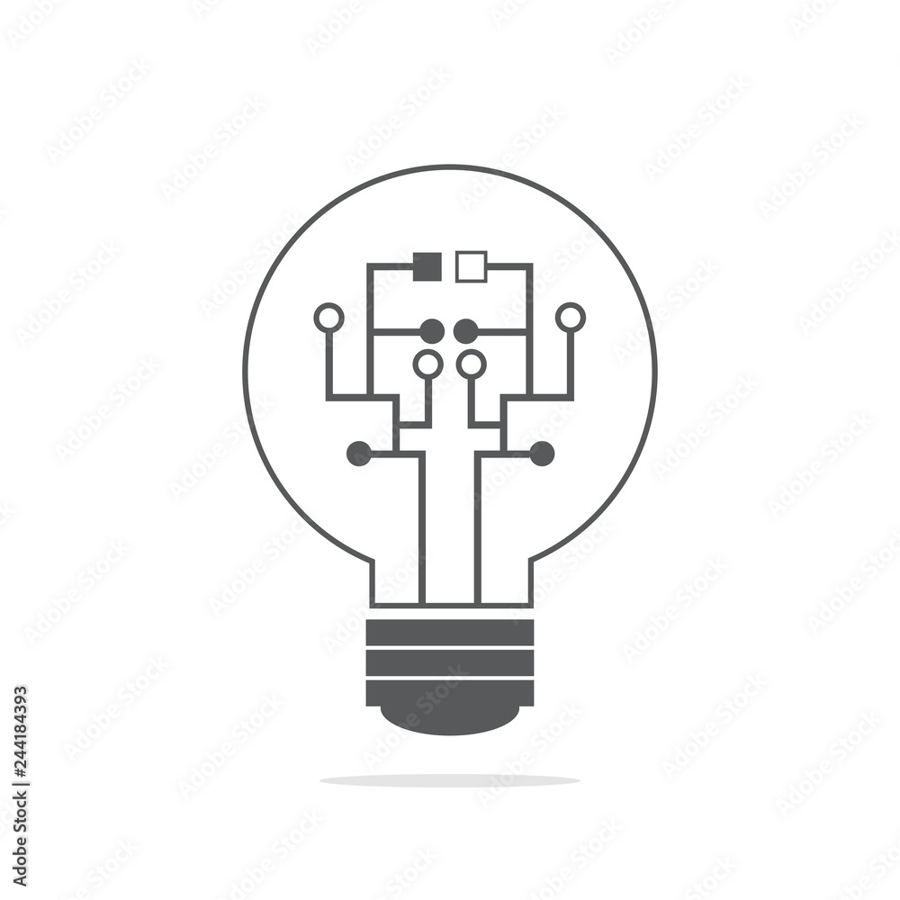 Digital Bulb logo  of information technology.Lighting and the growth of digital technology business and success.