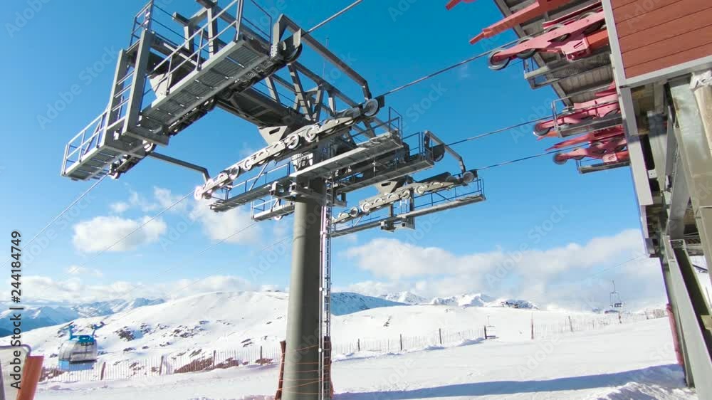 Cable car on the ski resort in the winter mountains. Canillo ski region, Andorra Cable car on the ski resort in the winter mountains. Canillo ski region, Andorra
