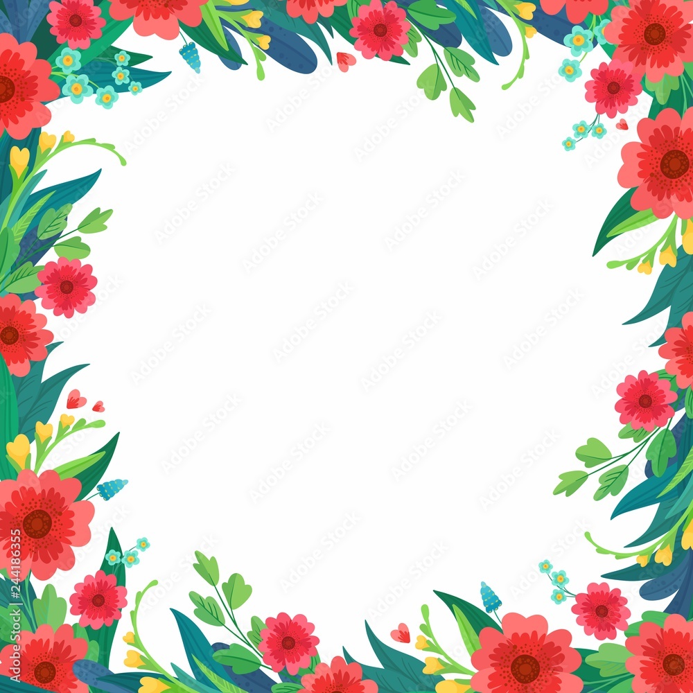 Square Flowe Vector Square Flower Frame
