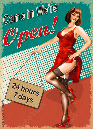 Vintage poster - Come in we're open.
