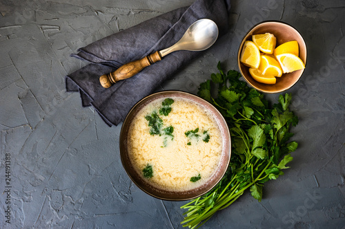 Traditional georgian chicken soup photo