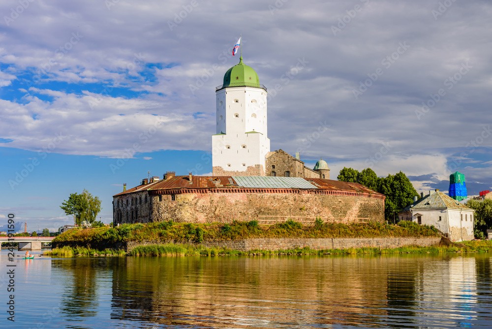 Sightseeing of Russia. Vyborg castle - medieval castle in Vyborg town, a popular architectural landmark, Russia