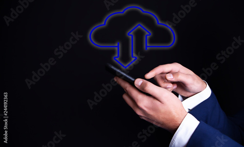 cloud icon in businessman hand