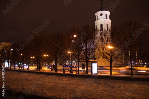  Night. Vilnius. Light. lanterns. roads.vilnius, night, lithuania, city, europe, street, architecture, building, town, capital, baltic, evening, eastern, travel, old, center, business, oldtown, cathed photo