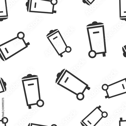 Trash bin garbage icon seamless pattern background. Trash bucket vector illustration. Garbage basket symbol pattern.
