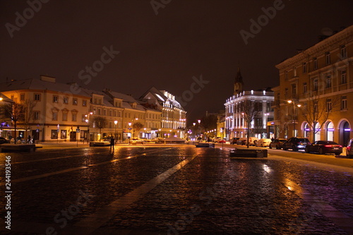  Night. Vilnius. Light. lanterns. roads.vilnius, night, lithuania, city, europe, street, architecture, building, town, capital, baltic, evening, eastern, travel, old, center, business, oldtown, cathed © Sergey