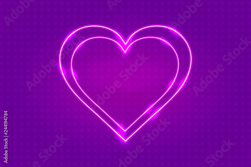 Valentines day neon heart greeting card