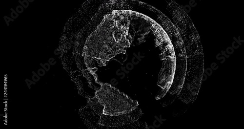 3D Full Dot Planet Earth Rotating on Black Background Loopable 4k Video Animation.