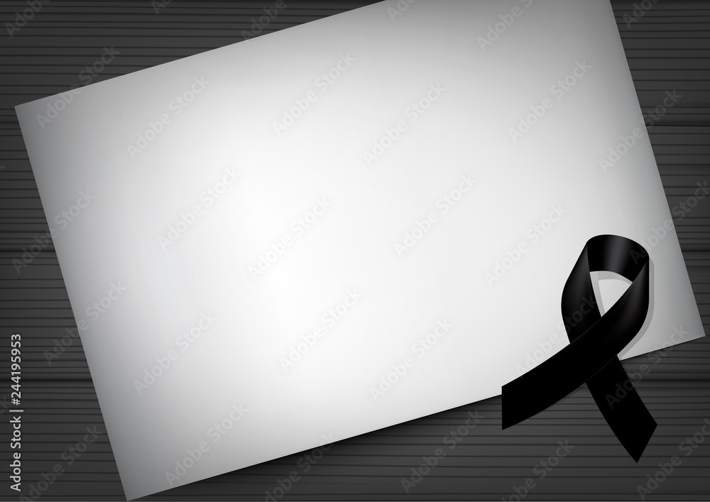 RIP Funeral White Ribbon on Grey Background Vector Stock
