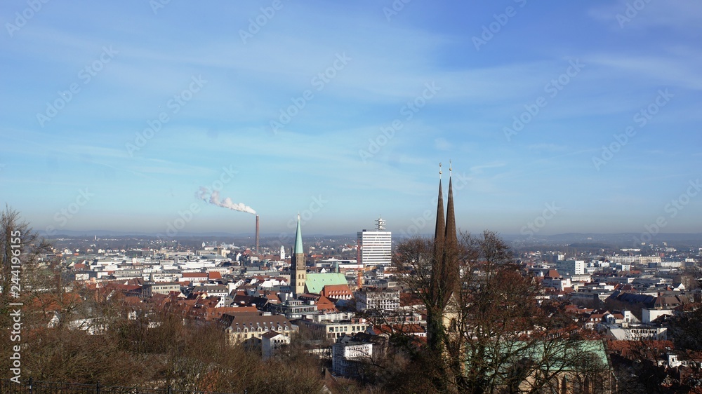 Blick über Bielefeld, city, skyline, panorama, sky, cityscape, building, urban, architecture, view, landscape, panoramic, london, buildings, blue, sunset, business, night, 