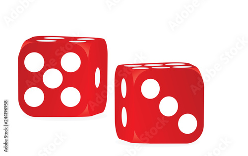 Red dices. vector illustration