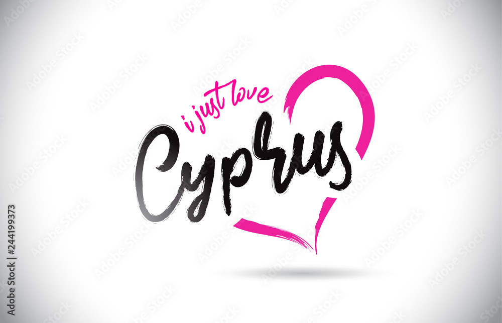 Cyprus I Just Love Word Text with Handwritten Font and Pink Heart Shape. Cyprus I Just Love Word Text with Handwritten Font and Pink Heart Shape.