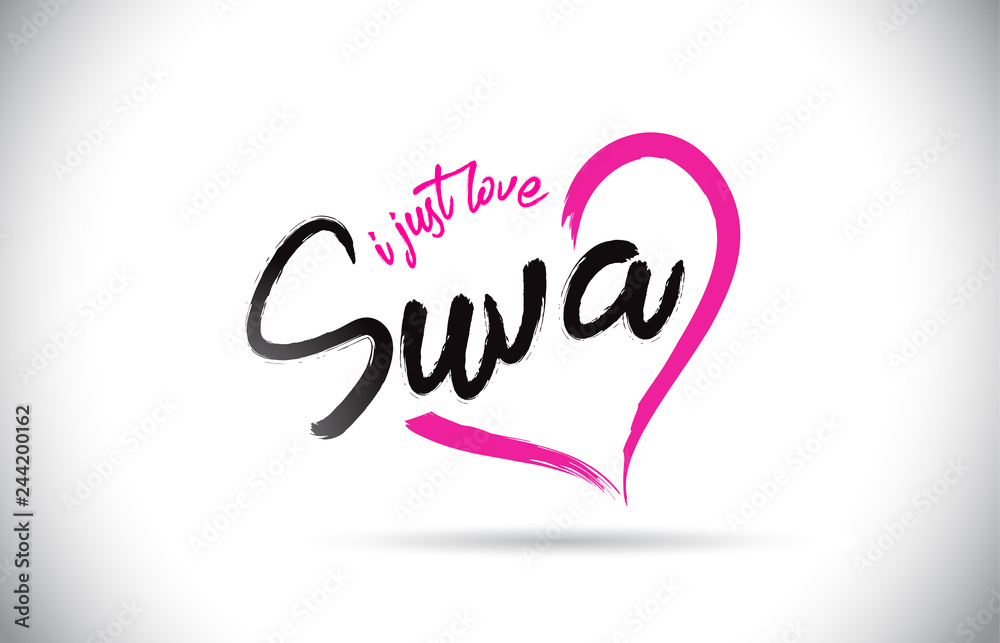 Suva I Just Love Word Text with Handwritten Font and Pink Heart Shape. Suva I Just Love Word Text with Handwritten Font and Pink Heart Shape.