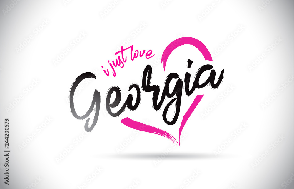 Georgia I Just Love Word Text with Handwritten Font and Pink Heart Shape. Georgia I Just Love Word Text with Handwritten Font and Pink Heart Shape.