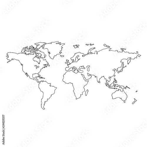 Fototapeta Naklejka Na Ścianę i Meble -  world map free from map style on background vector illustration