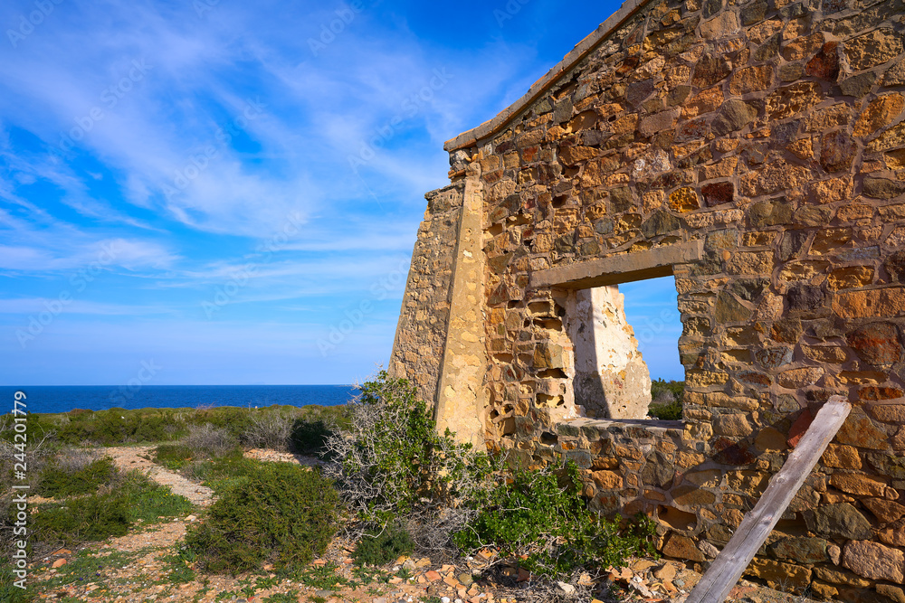 Old house ruins Nova Tabarca island Spain