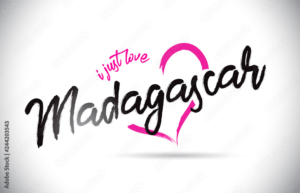 Madagascar I Just Love Word Text with Handwritten Font and Pink Heart Shape. Madagascar I Just Love Word Text with Handwritten Font and Pink Heart Shape.