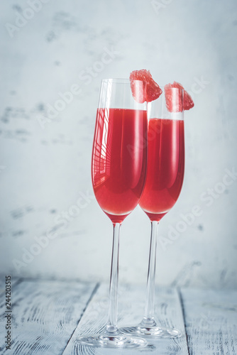 Glasses of Mimosa cocktail