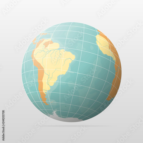 Realistic earth globe with meridians.