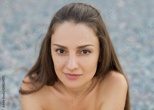 romantic portrait of beautiful woman closeup