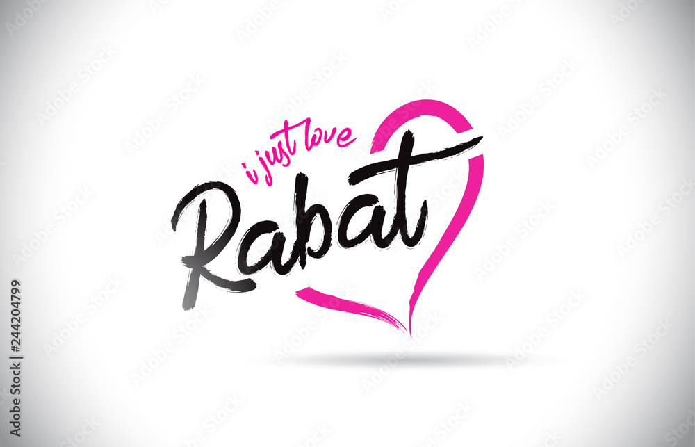 Rabat I Just Love Word Text with Handwritten Font and Pink Heart Shape. Rabat I Just Love Word Text with Handwritten Font and Pink Heart Shape.