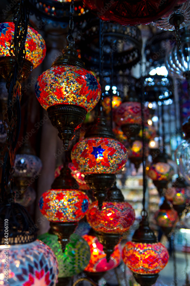 Traditional colorful lanterns at the Grand Bazaar