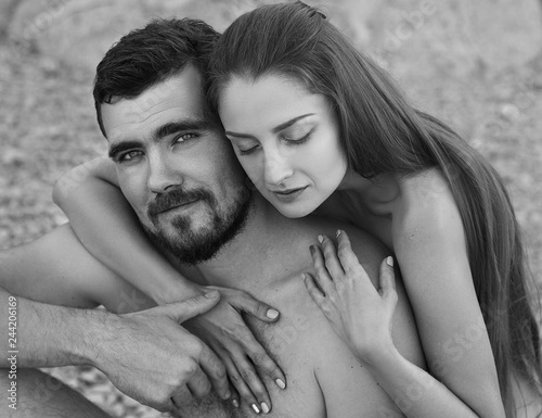 nude couple on the beach hug © kavardakova