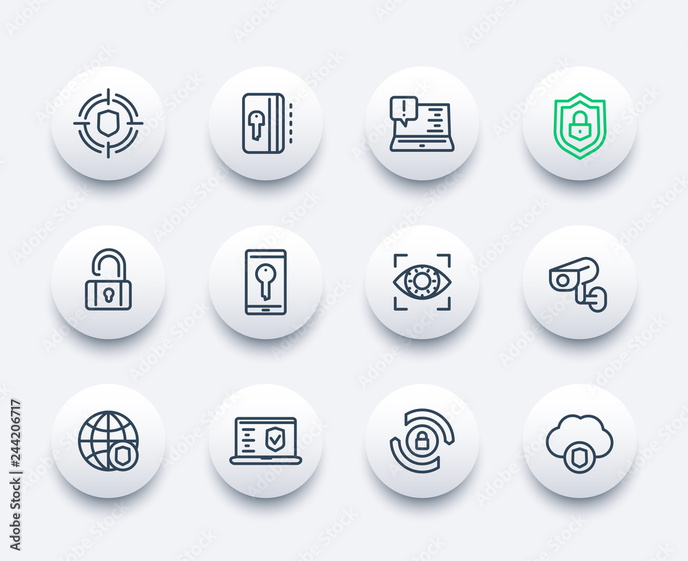 Security and protection, secure browsing, cybersecurity line icons Security and protection, secure browsing, cybersecurity line icons