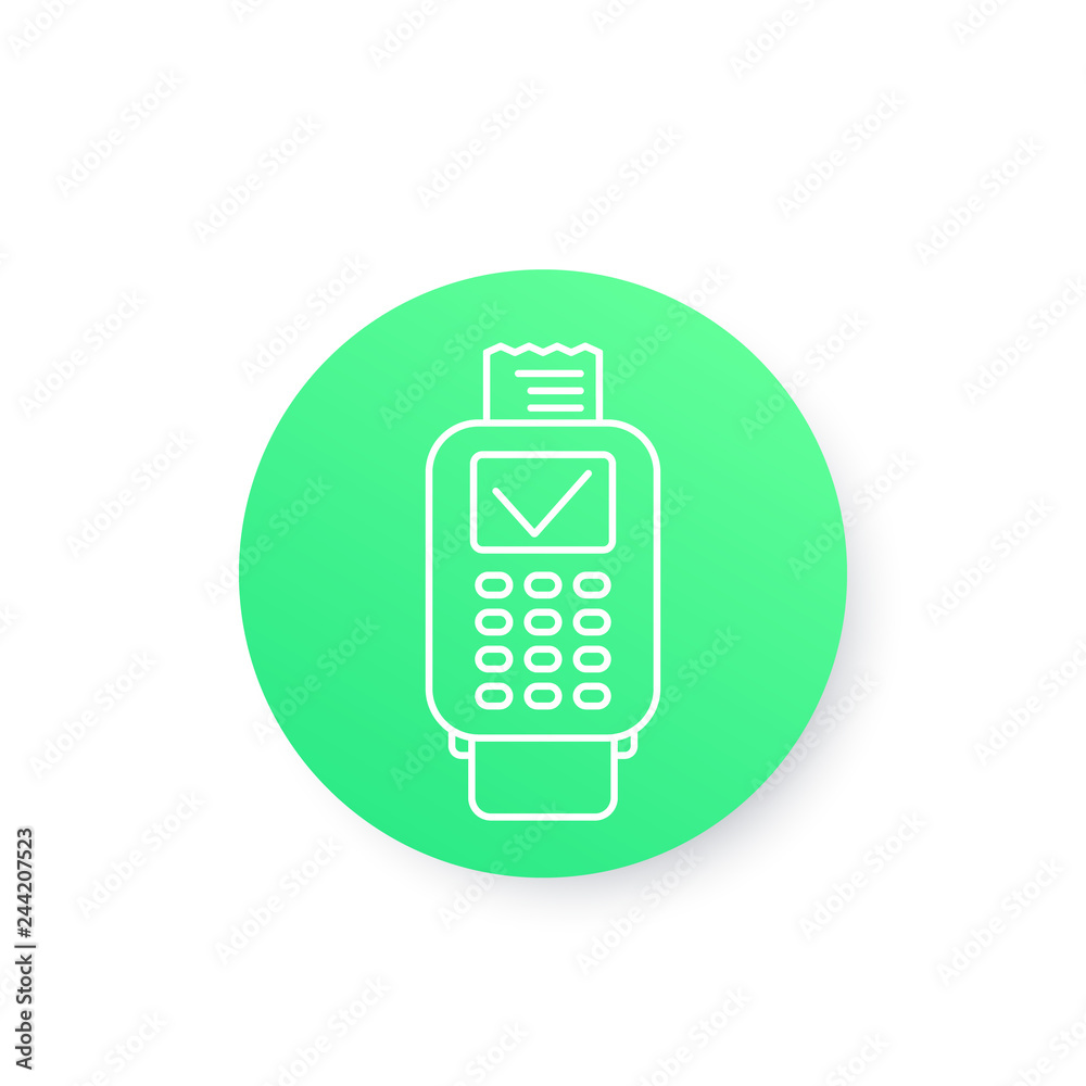 pos terminal, completed payment linear icon pos terminal, completed payment linear icon
