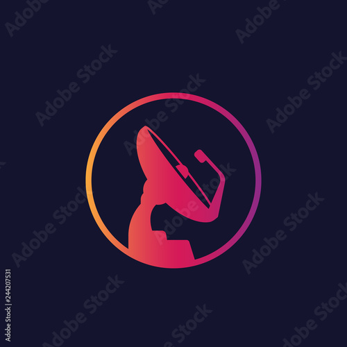 satellite dish vector round icon